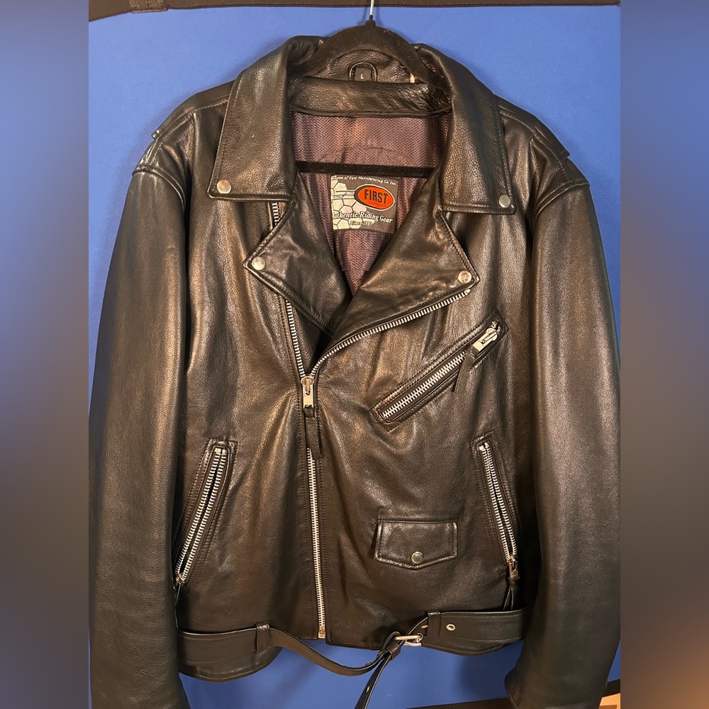 First Manufacturing Company Men’s Fillmore Motorcycle Leather Jacket